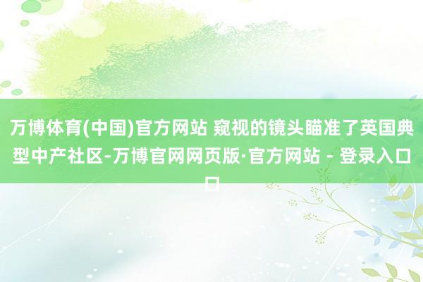 万博体育(中国)官方网站 窥视的镜头瞄准了英国典型中产社区-万博官网网页版·官方网站 - 登录入口