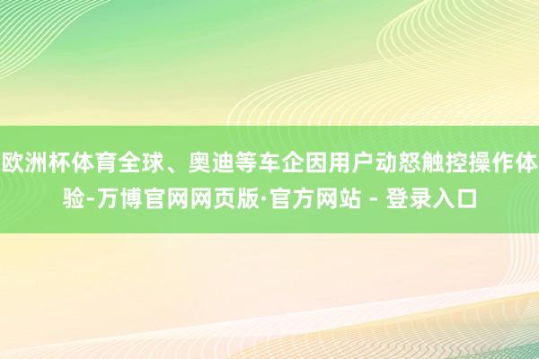 欧洲杯体育全球、奥迪等车企因用户动怒触控操作体验-万博官网网页版·官方网站 - 登录入口