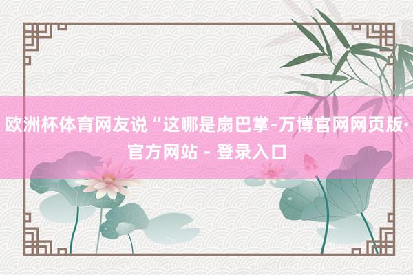 欧洲杯体育网友说“这哪是扇巴掌-万博官网网页版·官方网站 - 登录入口