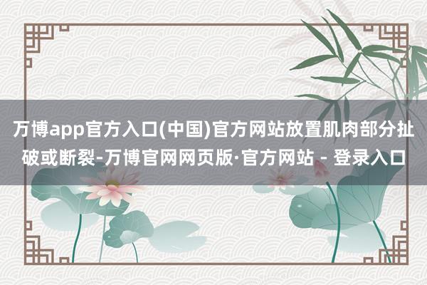 万博app官方入口(中国)官方网站放置肌肉部分扯破或断裂-万博官网网页版·官方网站 - 登录入口